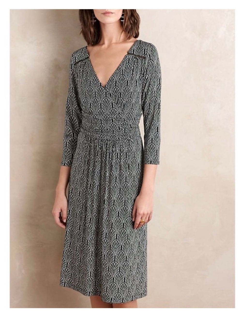 Anthropologie | Maeve Galena print surplice neckline dress